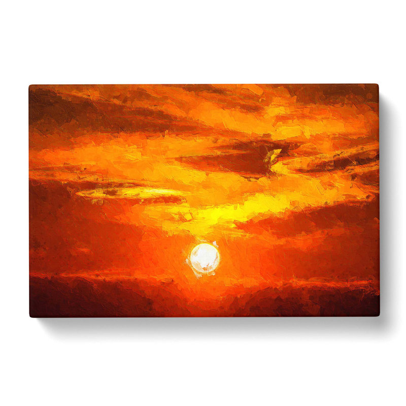 Striking Orange Sunset In Abstract - Wrapped Canvas Painting, 50cm H x 76cm W x 3cm D