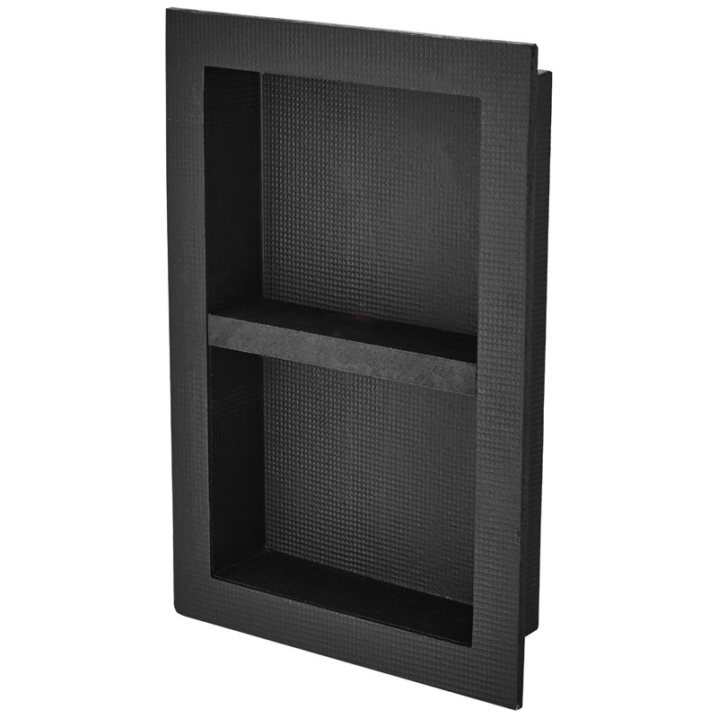 Shower Niche Ready For Tile 16" X 24", Double Shelf Organizer, Square Corners Wall-Inserted Niche Recessed, Sealed Protection Modern Soap Storage Niche For Shower Bathroom, Black