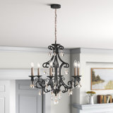 Lustre traditionnel / classique à 6 lumières de style bougie avec détails en cristal Aricin