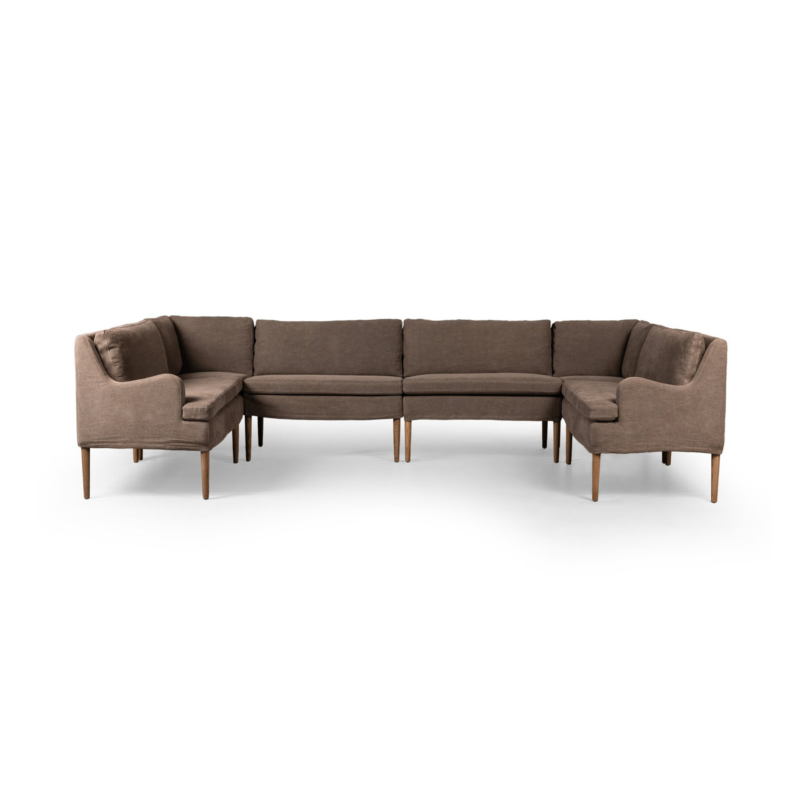 Aurelia Dining Banquette, Broadway Coffee Linen, 34.5" H x 131" W x 75" D