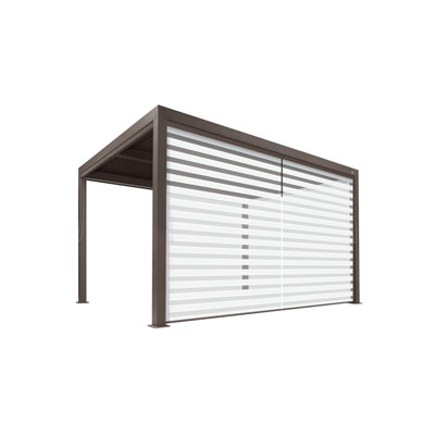 Purple Leaf Louvred Pergola Accessories Pull Down Roller Shade Privacy Shade Sun White Side Shade, Bronze Frame. Pergola Not Included