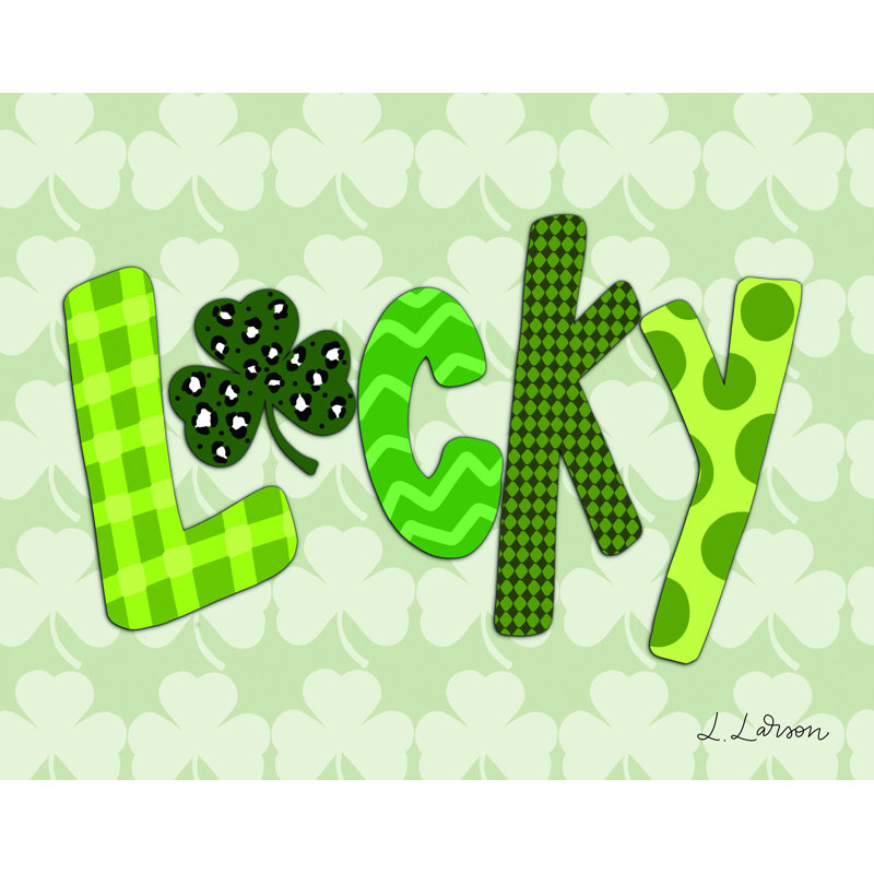 Shamrock Lucky - Art textuel sur toile tendue, H 30 po x l 40 po