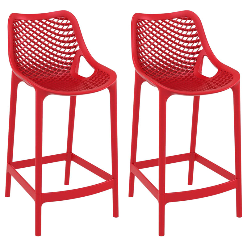 Tabouret de bar pour le patio Farrah, Rouge, 25.6"