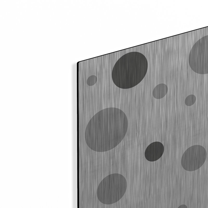 Hokku Designs «Fade To Grey Dark and Light Grey Dots» par Sabrina Balbuena, art mural en métal