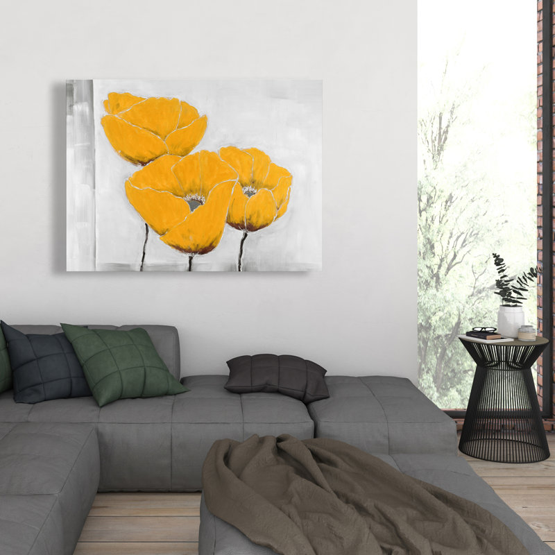 Trois fleurs jaunes - décoration de chambre à coucher industrielle
