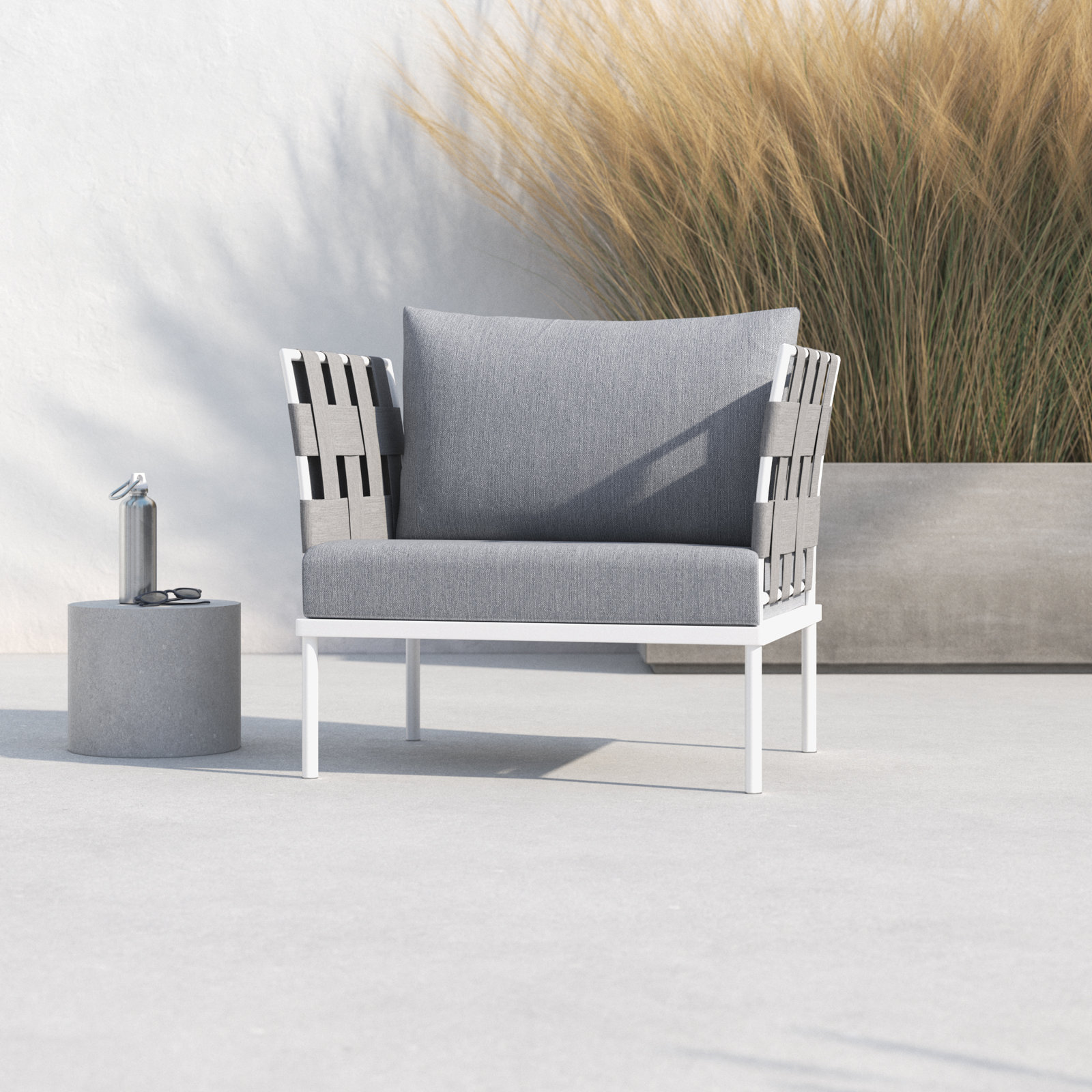 Harmony Outdoor Patio Aluminum Armchair, Gray