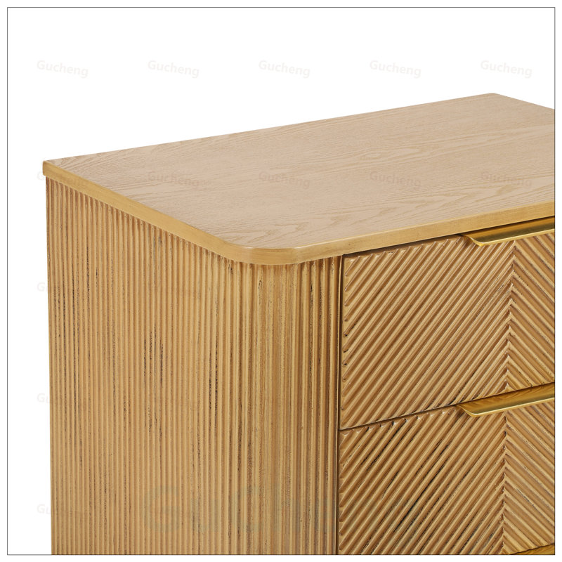 Table de chevet cannelée Mid-Century, Brown