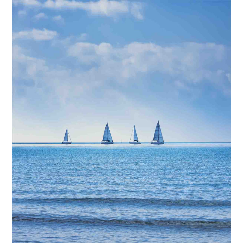 Pale Blue Nautical Sailing Boat Queen Duvet Cover Set