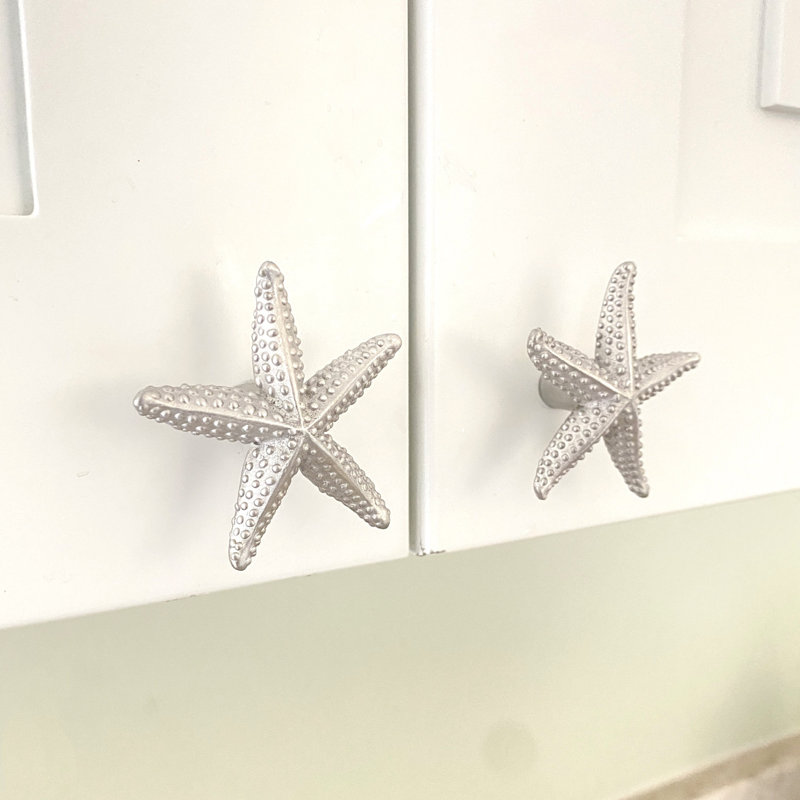 Petits boutons étoile de mer (ensemble de 2), Nickel brossé, L 2 po x l 2 po, 2