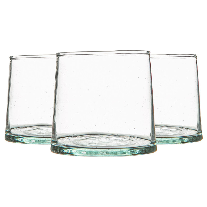 3x Merzouga Recycled Glass Tealight Candle Holders - By Nicola Spring, Clear