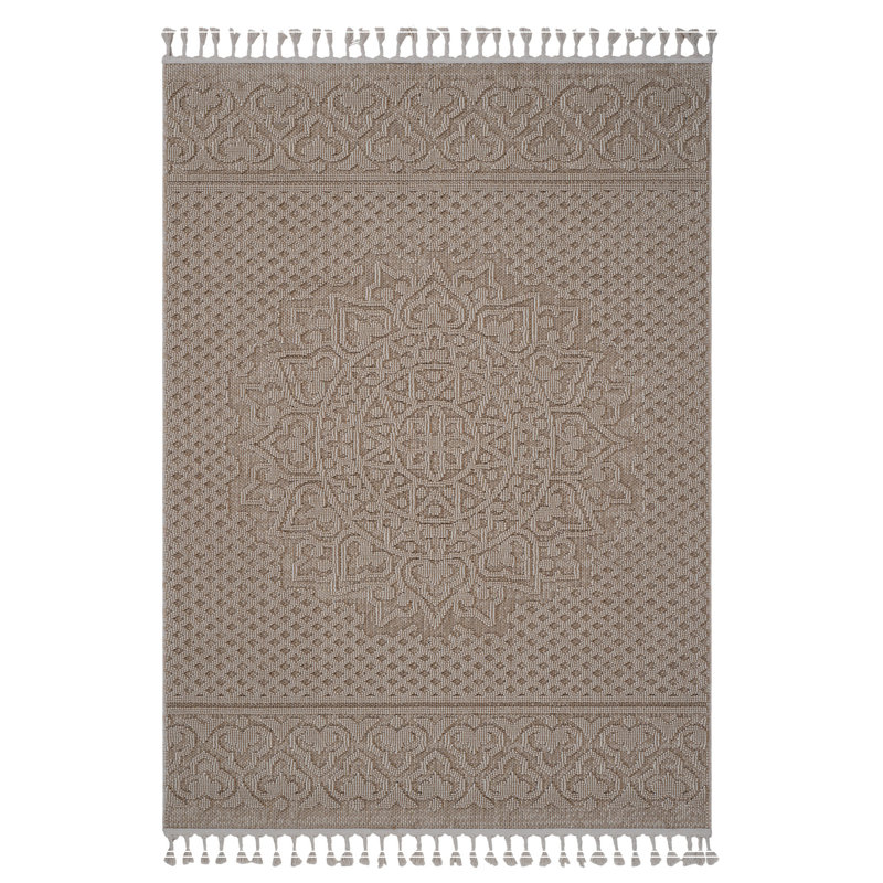 Beige /Medallion Indoor/Outdoor Area Rug, Rectangle 7'9" x 10'