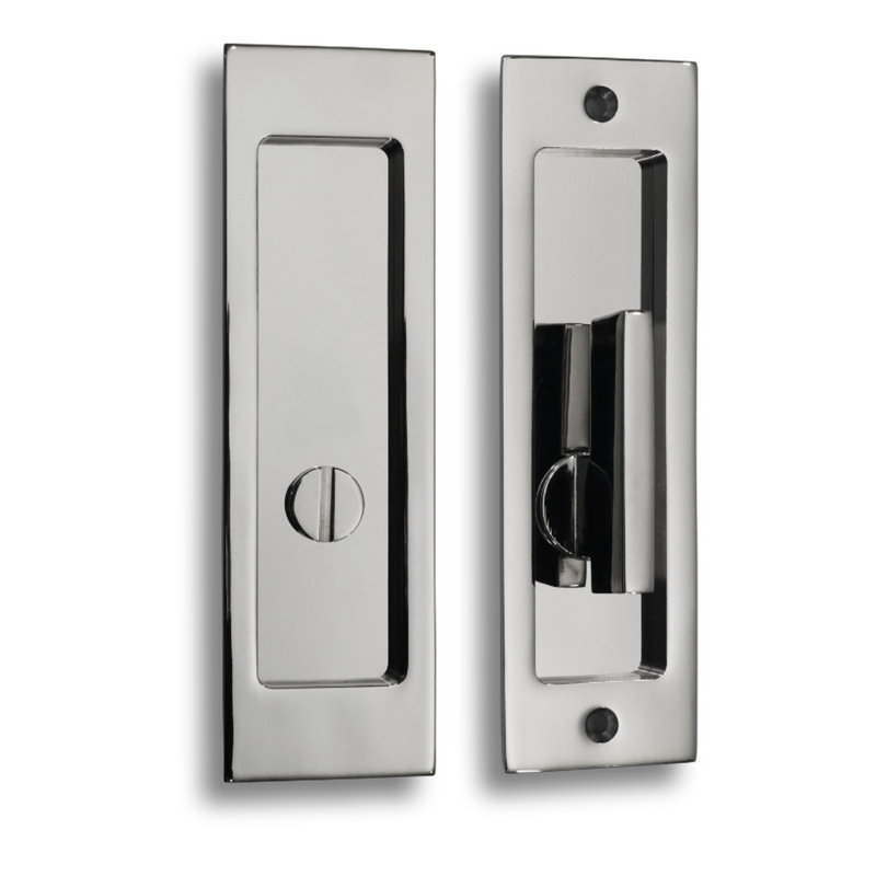 Pocket Door Lock with ADA Knob, Polish Stainless Steel