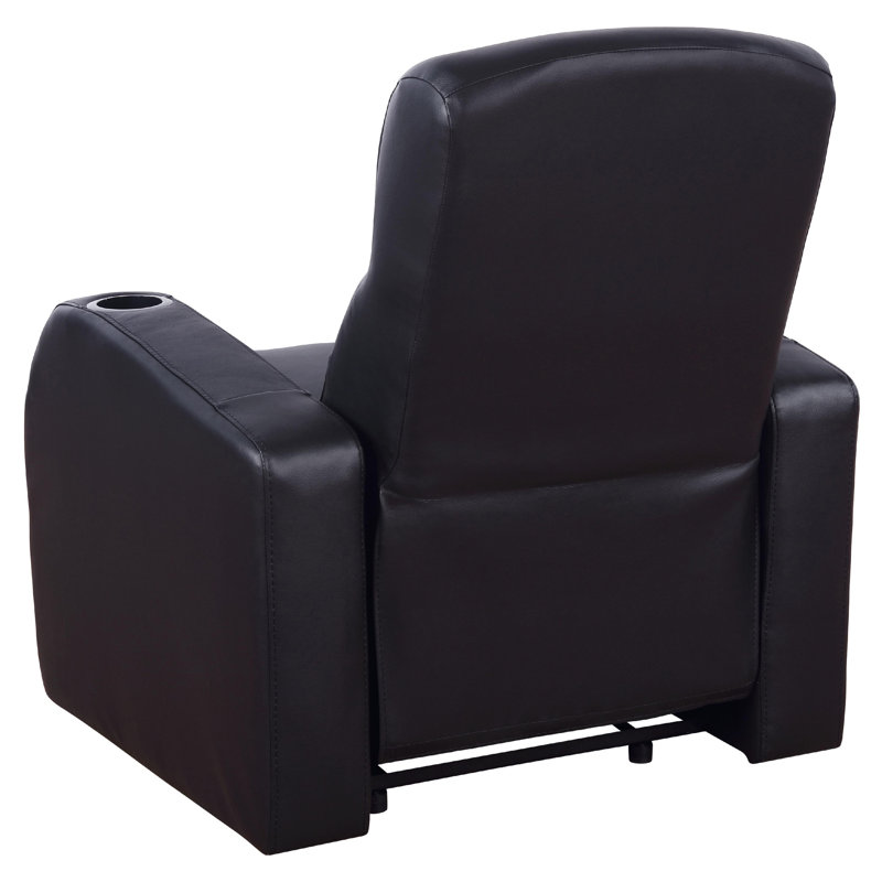 Ensemble de cinéma maison 3 pièces Cyrine avec 3 fauteuils inclinables, cuir véritable noir