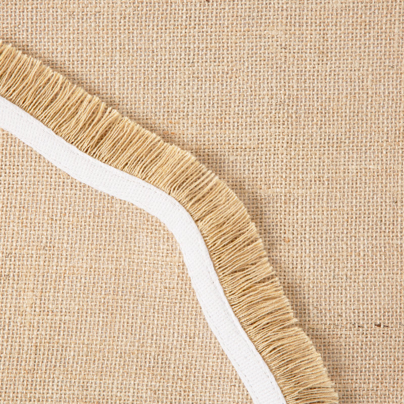 Ensemble de 4 napperons festonnés texturés en jute FIESTA naturel / blanc 15 po x 15 po