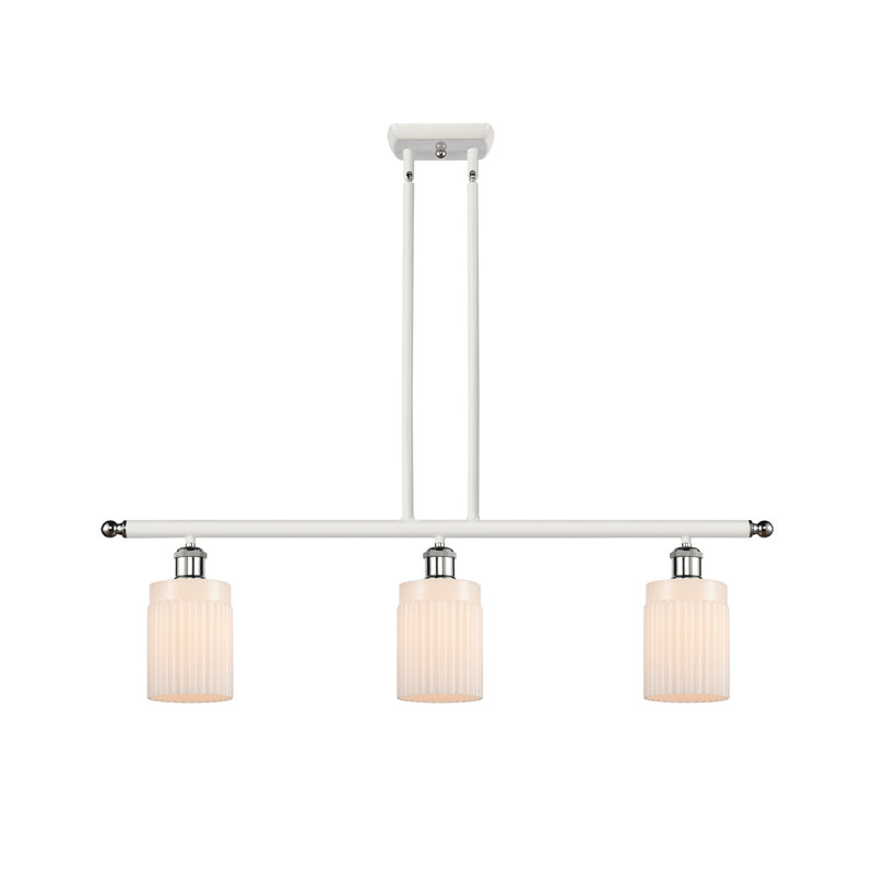 Caplinger 3 - Light Kitchen Island Pendant, 6 Watt Vinage LED Bulb, White/Polished Chrome