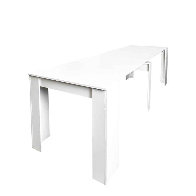 Console extensible, 118,50 po, blanc, pratique pour les salles d'étude, matériaux de bureau multifonctionnels, option d'économie d'espace