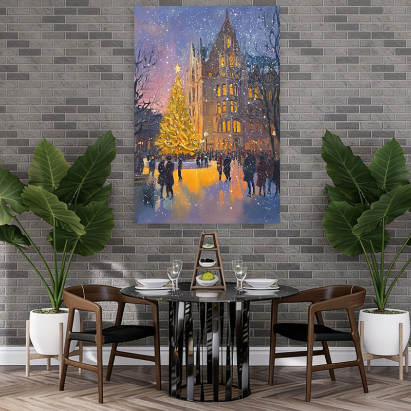 Brightchristmascityno02, impression d'art romantique de Noël abstrait, 60" H x 40" W