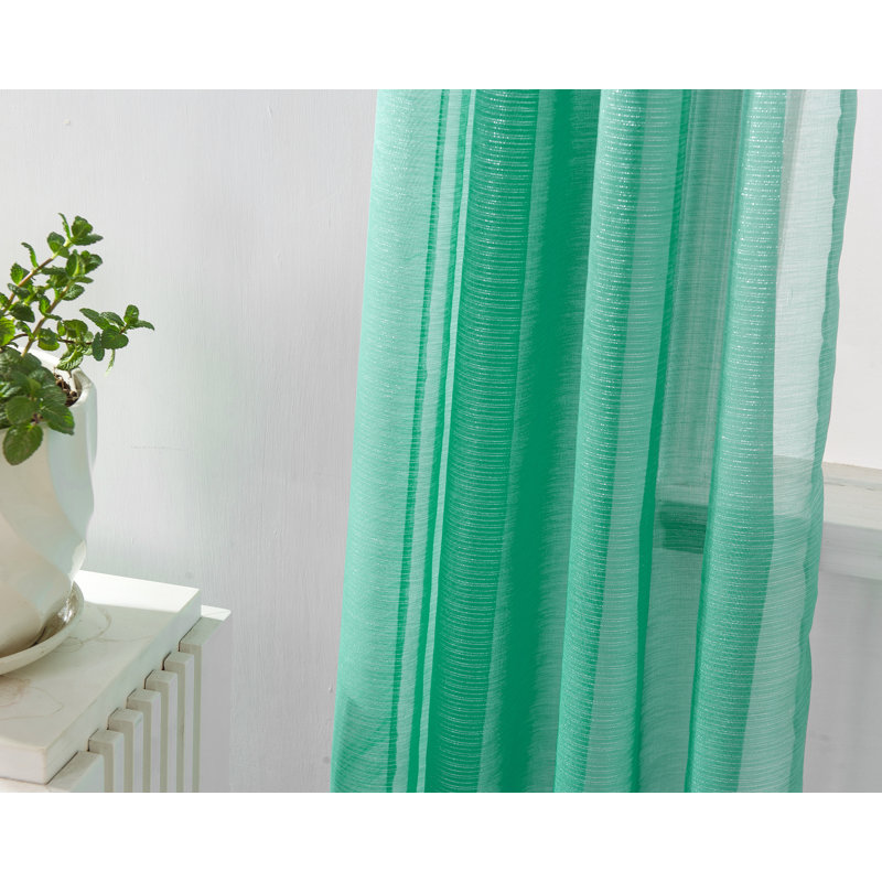 Paire de rideaux transparents avec passe-tringle Annaclaire, Bleu sarcelle
