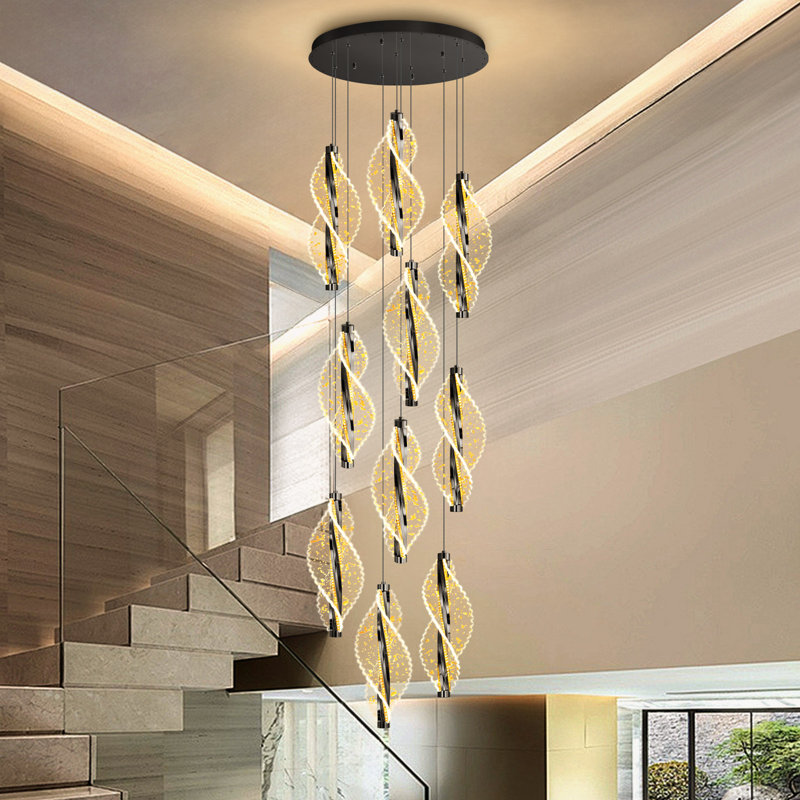 Lustre en acrylique à haut plafond noir, Matte Black