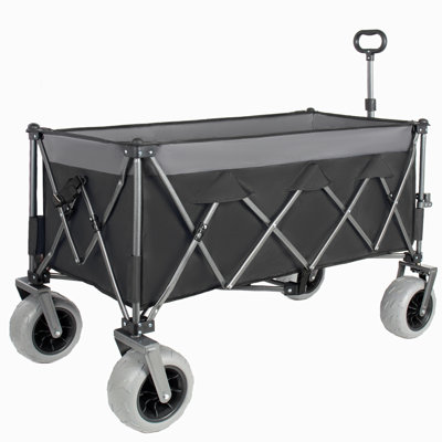 67in Extra long large Heavy Duty Utility Beach Wagons with Opened Tailgate and All-Terrain Wheels, 500lbs Capacity, Patented Ultra-Stable Frame, No Assembly Needed