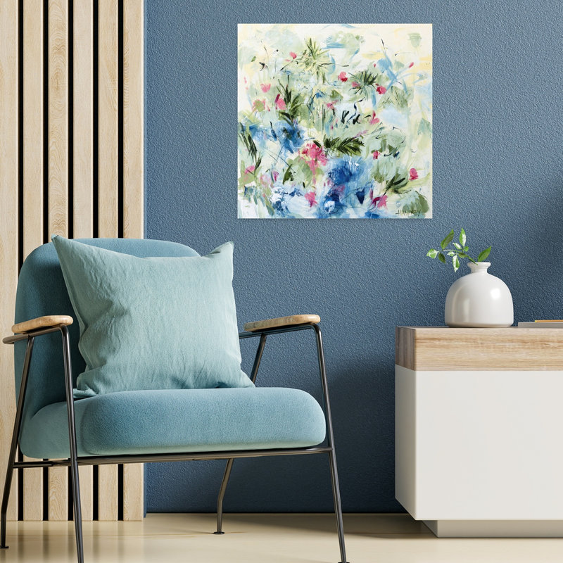 Vibrant Spring Garden Abstract Rustic Flower Nature Wall Art, 18" H x 18" W