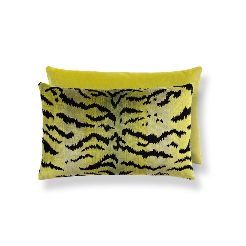 Wild Glamour Silk Pillow Cover & Insert, 14" H x 22" W x 6" D, Ivory/Black