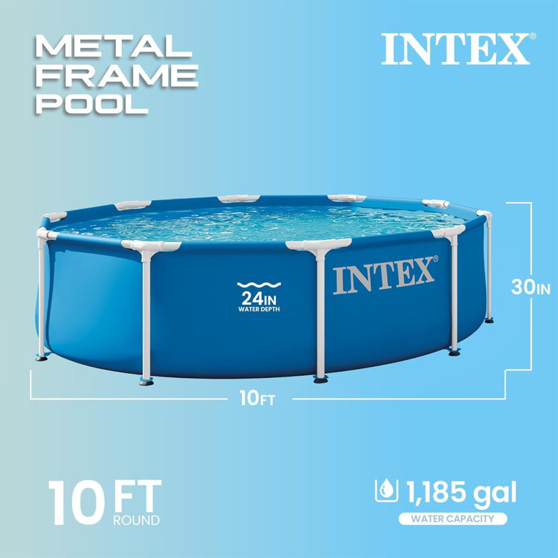 Intex: Ensemble de piscine et de filtre à structure en métal - 10 pi x 30 po - Ensemble de piscine hors-terre, 330 gal / h, résistant à la perforation et à la rouille, installation facile à joint en T, 1185 gallons, 28201 EP