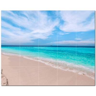 Beach Photo 12'' x 12'' Satin Ceramic Decorative Mural