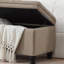 Banc de rangement capitonné capitonné, banc d'entrée en tissu de lin avec pieds en bois fuselés-129757802-129757803-129757805