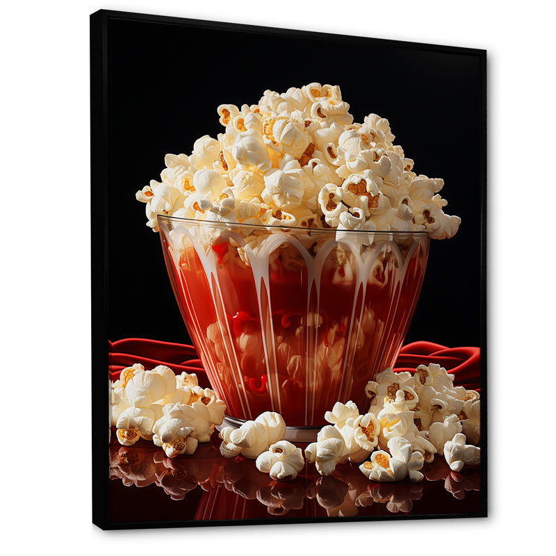 Popcorn ludique Popart - reproduction d'art sur toile_105823, H 20 po x l 12 po x P 1 po, Cadre flottant noir