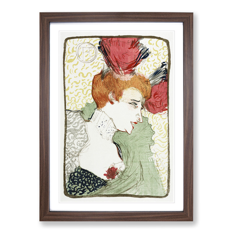 Bust of Mademoiselle Lender by Henri de Toulouse-Lautrec - Picture Frame Painting, Walnut, 65cm H x 48cm W x 2cm D
