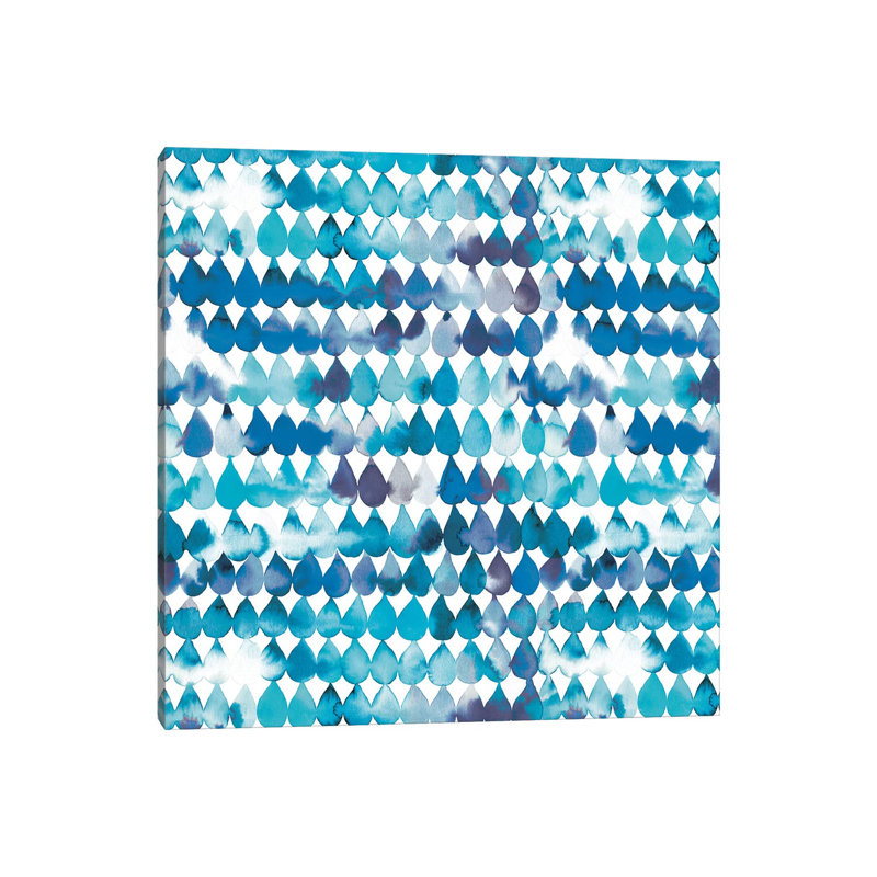 Raindrops Blue by Ninola Design - Wrapped Canvas Painting