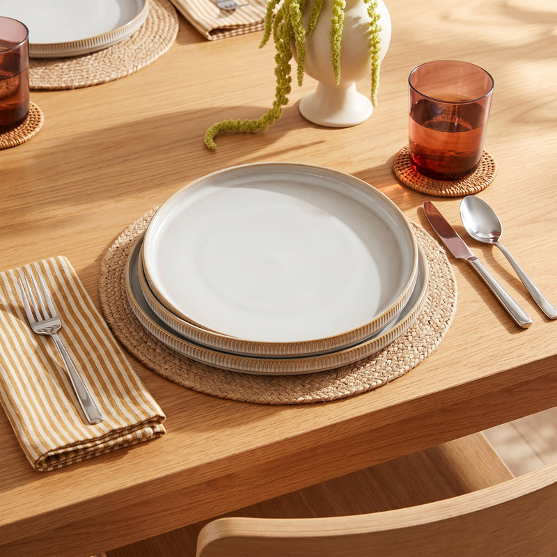 Azal 10" Stoneware Dinner Plate, Cappuccino White