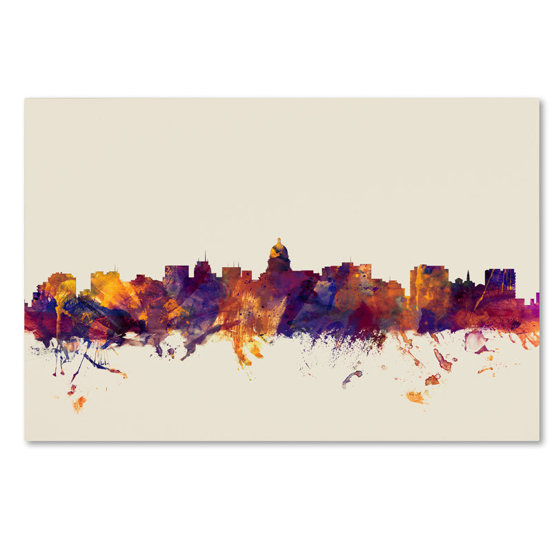 « madison wisconsin horizon », reproduction d’impression sur toile tendue, H 12 po x l 19 po x P 2 po