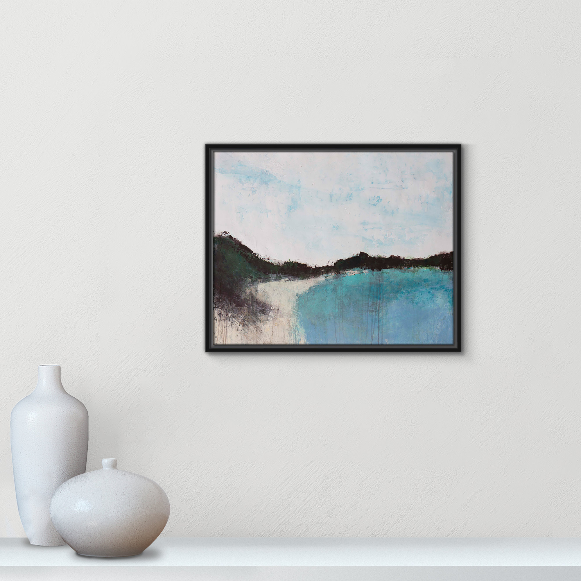Mountainside Lakeview III by Filippo Ioco, 17.5'' H x 21.5'' W x 2'' D, Black Framed