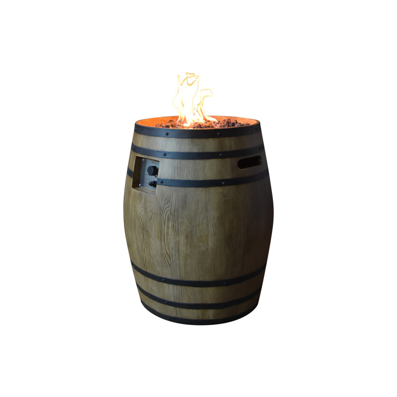 Napa 27" Outdoor Concrete Column Propane Fire Pit 40,000 BTU - Includes Lava Rocks & PVC Cover