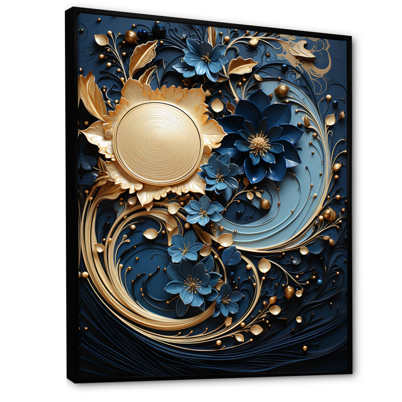 Haasini, encre liquide en V spirale encadrée sur toile, Noir, H 20 po x l 12 po x P 1 po