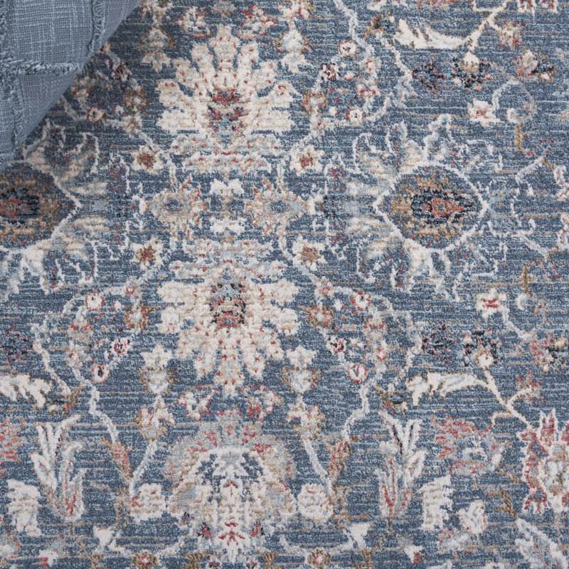 Tapis floral en coton / polyester tissé à la machine Floral, Rectangle 5 pi 3 po x 7 pi 6 po