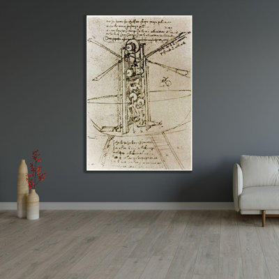 ArtDirect Da Vinci, Leonardo Gallery Wrapped Canvas Art Titled: Drawing of a Flying Machine