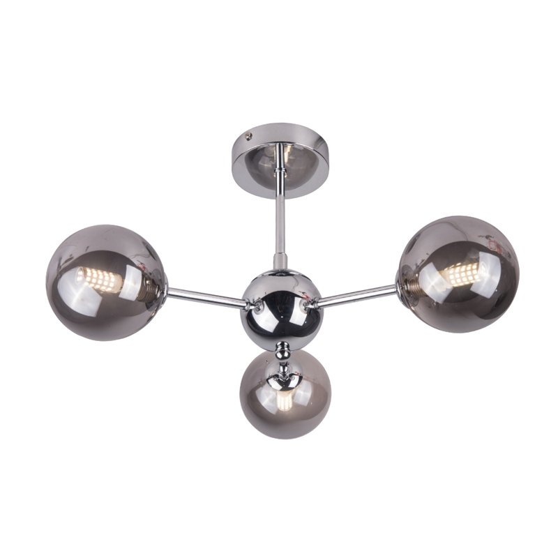 Rambrij Glass Semi Flush Mount, Polished Chrome
