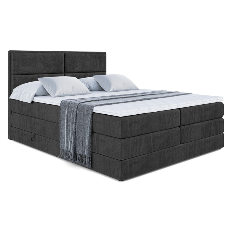 Divan Bed with Mattress, 180cm W x 200cm L, Black