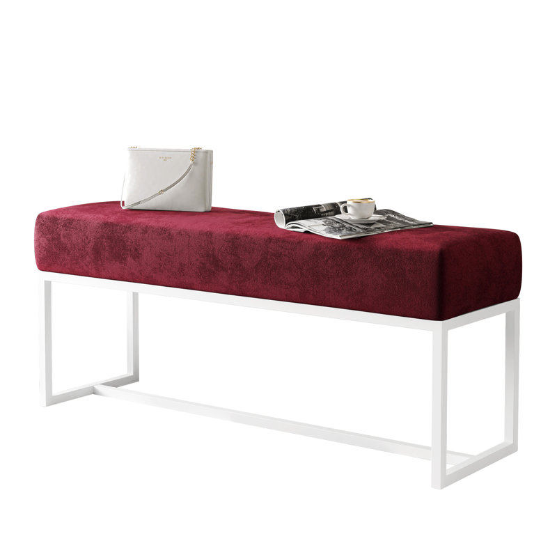 Leechburg Upholstered Bench - DISCONTINUED, 100 % Polyester Dark Red, 44cm H x 120cm W x 30cm D, White