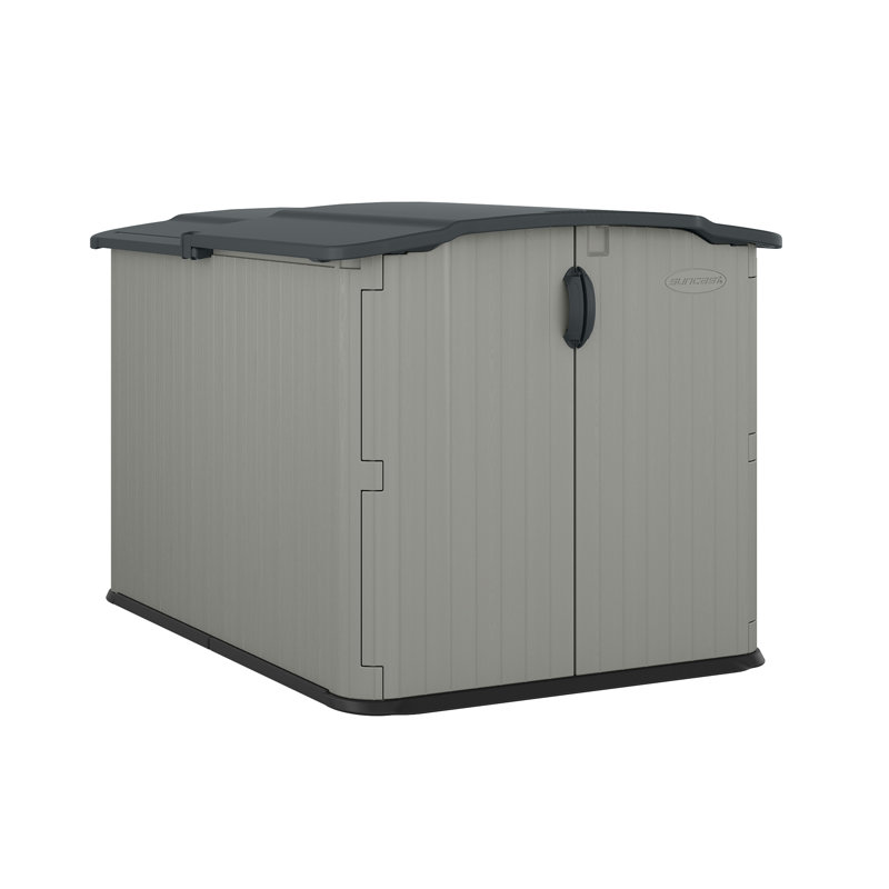Remise de rangement horizontale en résine avec couvercle coulissant l 57,5 po x P 79,75 po Suncast