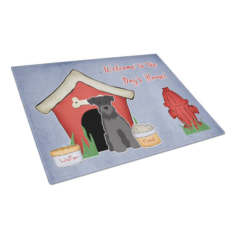 Caroline's Treasures Dog House Glass Miniature Schanuzer Cutting Board, Black