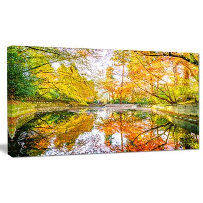 Paysage, forêt d'automne avec rivière, photographie sur toile - Bright Fall Forest