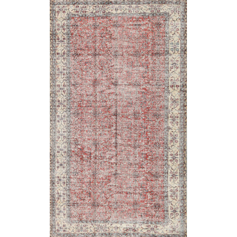 Tapis traditionnel orange / gris, Rectangle 5 pi x 7 pi