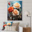 Décoration murale beige et orange rose - roses, art mural salon-97186482-97186470
