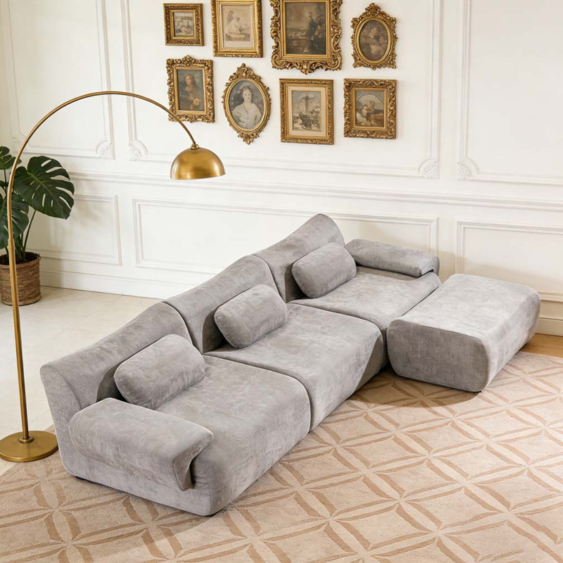 3+1 Seater Chenille Sofa, Grey