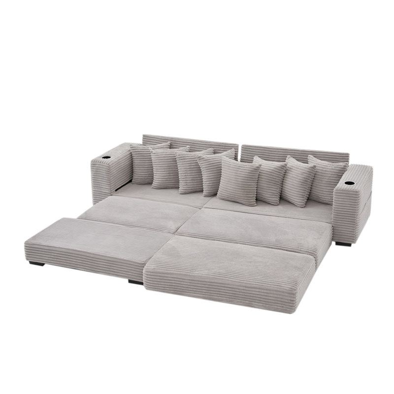 L-Shaped Reversible Sectional Sofa, Gray Corduroy