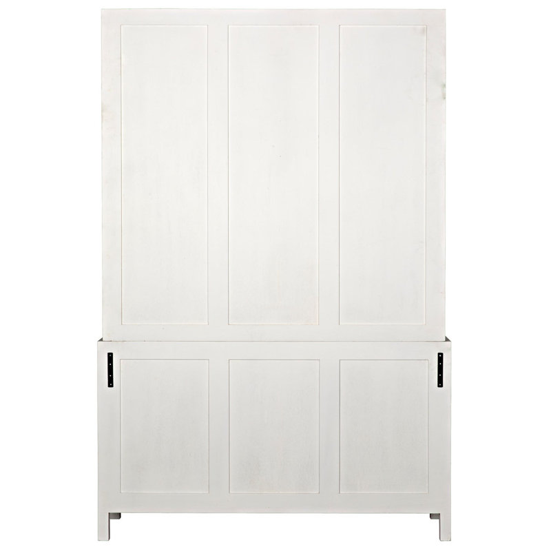 Colonial Solid Wood China Cabinet, White Wash